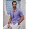imageCOOFANDY Mens Knit Shirts Vintage Short Sleeve Button Down Shirt Casual Summer Beach ShirtLilac Purple