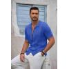 imageCOOFANDY Mens Knit Shirts Vintage Short Sleeve Button Down Shirt Casual Summer Beach ShirtRoyal Blue