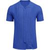 imageCOOFANDY Mens Knit Shirts Vintage Short Sleeve Button Down Shirt Casual Summer Beach ShirtRoyal Blue