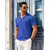 imageCOOFANDY Mens Knit Shirts Vintage Short Sleeve Button Down Shirt Casual Summer Beach ShirtRoyal Blue