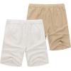 imageCOOFANDY Mens Linen Shorts Casual Elastic Waist Drawstring Summer Beach ShortsWhite Dark Khaki