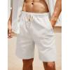 imageCOOFANDY Mens Linen Shorts Casual Elastic Waist Drawstring Summer Beach ShortsWhite Dark Khaki
