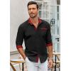 imageCOOFANDY Mens Long Sleeve Dress Shirt Plaid Collar Casual Button Down ShirtsBlackRed
