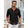 imageCOOFANDY Mens Long Sleeve Dress Shirt Plaid Collar Casual Button Down ShirtsBlackRed