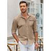 imageCOOFANDY Mens Long Sleeve Dress Shirt Plaid Collar Casual Button Down ShirtsKhaki