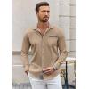 imageCOOFANDY Mens Long Sleeve Dress Shirt Plaid Collar Casual Button Down ShirtsKhaki