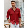 imageCOOFANDY Mens Long Sleeve Dress Shirt Plaid Collar Casual Button Down ShirtsRedBlack