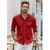 imageCOOFANDY Mens Long Sleeve Dress Shirt Plaid Collar Casual Button Down ShirtsRedBlack