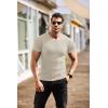 imageCOOFANDY Mens Muscle T Shirts Stretch Short Sleeve V Neck Bodybuilding Workout Tee Shirts Ribbed Knit ShirtLight Khaki