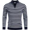 imageCOOFANDY Mens Quarter Zip Up Sweaters Slim Fit Lightweight Mock Neck Pullover Casual Polo SweatersStripenavy Blue White