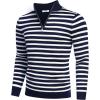 imageCOOFANDY Mens Quarter Zip Up Sweaters Slim Fit Lightweight Mock Neck Pullover Casual Polo SweatersStripenavy Blue White