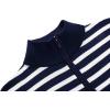 imageCOOFANDY Mens Quarter Zip Up Sweaters Slim Fit Lightweight Mock Neck Pullover Casual Polo SweatersStripenavy Blue White