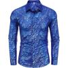 imageCOOFANDY Mens Rose Shiny Shirt Luxury Flowered Printed Button Down ShirtRoyal Blue Long Sleeve