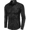 imageCOOFANDY Mens Rose Shiny Shirt Luxury Flowered Printed Button Down ShirtSilver Long Sleeve