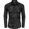 imageCOOFANDY Mens Rose Shiny Shirt Luxury Flowered Printed Button Down ShirtSilver Long Sleeve