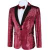 imageCOOFANDY Mens Sequin Blazer Tuxedo Party Prom Wedding Tuxedo One Button JacketRose Pink