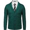 imageCOOFANDY Mens Shawl Collar Cardigan Sweater Slim Fit Button Down Cable Knitted Sweater with PocketsGreen