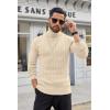 imageCOOFANDY Mens Slim Fit Turtleneck Sweater Casual Pullover Sweater Basic Twist Patterned Knitted SweaterBeigenew
