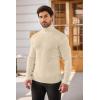 imageCOOFANDY Mens Slim Fit Turtleneck Sweater Casual Pullover Sweater Basic Twist Patterned Knitted SweaterBeigenew