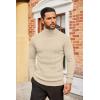imageCOOFANDY Mens Slim Fit Turtleneck Sweater Casual Pullover Sweater Basic Twist Patterned Knitted SweaterBeigenew