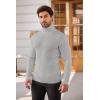 imageCOOFANDY Mens Slim Fit Turtleneck Sweater Casual Pullover Sweater Basic Twist Patterned Knitted SweaterLight Greynew