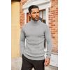 imageCOOFANDY Mens Slim Fit Turtleneck Sweater Casual Pullover Sweater Basic Twist Patterned Knitted SweaterLight Greynew