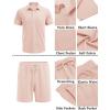 imageCOOFANDY Mens Waffle Knit Polo Shirt and Shorts Set 2 Pieces Outfits Summer Suit Casual Tracksuit with PocketsLight Pink