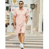 imageCOOFANDY Mens Waffle Knit Polo Shirt and Shorts Set 2 Pieces Outfits Summer Suit Casual Tracksuit with PocketsLight Pink