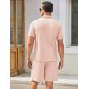 imageCOOFANDY Mens Waffle Knit Polo Shirt and Shorts Set 2 Pieces Outfits Summer Suit Casual Tracksuit with PocketsLight Pink