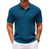 imageCOOFANDY Knit Polo Shirts for Men Short Sleeve Textured Polo Shirt Slim Fit Summer Collared T Shirt with PocketBlue