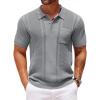 imageCOOFANDY Knit Polo Shirts for Men Short Sleeve Textured Polo Shirt Slim Fit Summer Collared T Shirt with PocketLight Grey