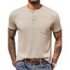 imageCOOFANDY Men Casual Henley Shirt Short Sleeve Summer Basic T Shirt Pocket Soild Button Tee TopCoffee1