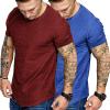 imageCOOFANDY Men Muscle Workout T Shirt Gym Bodybuilding Active Short Sleeve Tee Top BlackTwo Pack Wine RedBlue