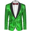 imageCOOFANDY Men Shiny Sequin Blazer Tuxedo Party Dinner Prom One Button Suit JacketGreen