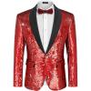 imageCOOFANDY Men Shiny Sequin Blazer Tuxedo Party Dinner Prom One Button Suit JacketRed2