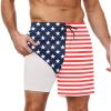 imageCOOFANDY Men Swim Trunk with Compression Liner 2 in 1 Swimwear Bathing Suit Quick Dry Board ShortPrint American Flag 2