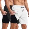 imageCOOFANDY Mens 2 in 1 Running Shorts 2 Pack Athletic Shorts Quick Dry Gym Training Workout Shorts with PocketsBlackWhite