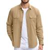 imageCOOFANDY Mens Casual Button Down Shirts Long Sleeve WrinkleFree Shirt Lightweight Shirt JacketKhaki