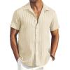 imageCOOFANDY Mens Casual Button Down Shirts Short Sleeve Textured Summer Beach ShirtsBeige