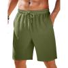 imageCOOFANDY Mens Casual Shorts Elastic Waist Drawstring Textured Summer Beach ShortArmygreen