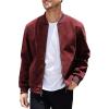 imageCOOFANDY Mens Casual Varsity Jacket Vintage Lightweight Suede Bomber JacketsRed