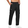 imageCOOFANDY Mens Cotton Cargo Pants Relaxed Fit Elastic Waist Casual Pants Stretch Work Cargo Pant with PocketsBlack