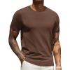 imageCOOFANDY Mens Crewneck Sweater Short Sleeve Knit Pullover Casual Basic Tops Classic Fashion TeesBrown