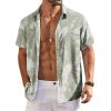 imageCOOFANDY Mens Hawaiian Shirts Short Sleeve Floral Button Down Shirt Tropical Casual Summer Beach ShirtsSage Green  Palm Leaf