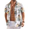 imageCOOFANDY Mens Hawaiian Shirts Short Sleeve Floral Button Down Shirt Tropical Casual Summer Beach ShirtsWhite  Coconut Tree
