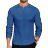 imageCOOFANDY Mens Henley Shirts Long Sleeve Basic Pullover Shirt Lightweight Button TShirtsRoyal Blue