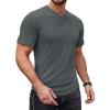 imageCOOFANDY Mens Henley Shirts Short Sleeve Tshirt Basic Button Tees Summer Ribbed Pocket T Shirt Casual Stretch TopsDark Grey