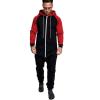 imageCOOFANDY Mens Jumpsuit Onesie Rompers Drawtsring Hooded Full Zip One Piece Tracksuit with PocketsBlack  Red