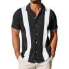 imageCOOFANDY Mens Knit Button Down Shirt Vintage Short Sleeve Polo Shirts Casual Beach TopsBlackwhite