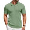 imageCOOFANDY Mens Knit Polo Shirts Short Sleeve Golf Shirts Button Down Casual Polo T Shirts Textured Slim Fit PulloverLight Green